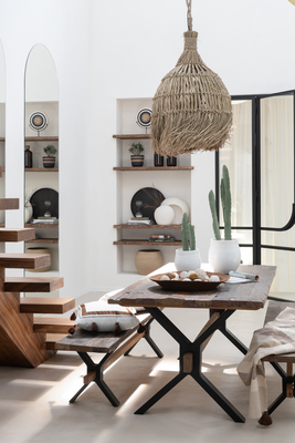 Eettafel verouderd hout bruin