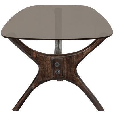 Flash salontafel mangohout/glas walnoot