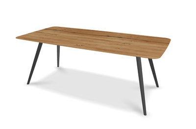 They &amp; Me eettafel Joy – bootsvorm – eiken rustiek lak– onderstel RAL9017 verkeerszwart