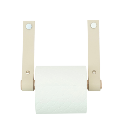 Leren toiletrolhouder (roldrager: rondhout)