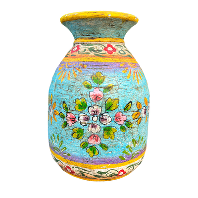 Oude houten pot Handbeschilderd L