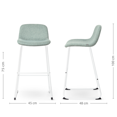 Barkruk Nino-Mats wit 75 cm - Gestoffeerde lage zitting