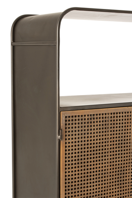 Wandkast metaal/hout Zwart/Naturel