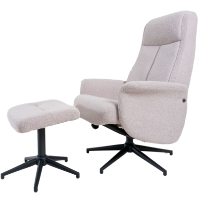 Fauteuil met hocker Bindy bouclé