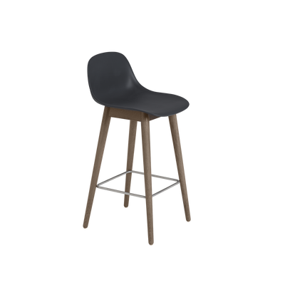 Muuto barkruk met rugleuning Fiber Counter Stool Wood Base