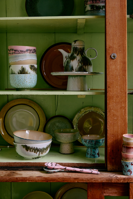 HKliving Servies 70's Ceramics taartplateau M smudge