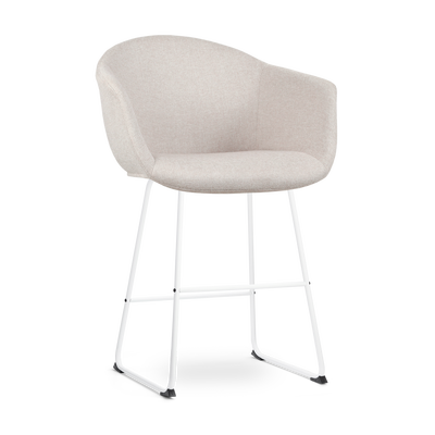 Barkruk Nino-Otis gestoffeerd wit onderstel met armleuningen (zithoogte 65 cm)