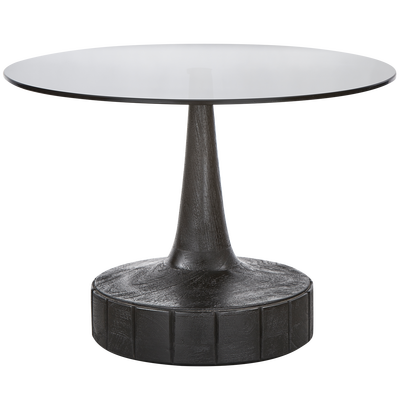 Soya bijzettafel mangohout/glas zwart