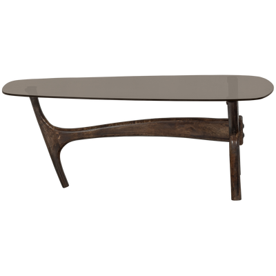 Flash salontafel mangohout/glas walnoot