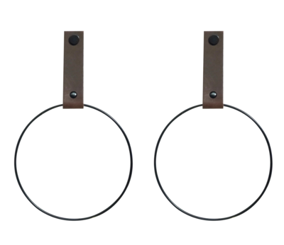 Leren handdoekring maat M (ring zwart)