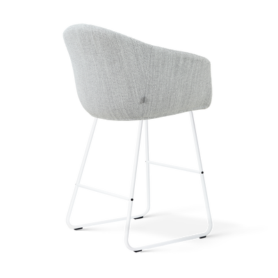 Barkruk Nino-Otis gestoffeerd wit onderstel met armleuningen (zithoogte 65 cm)