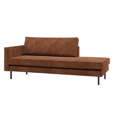 Rodeo daybed rechts ribstof bruin