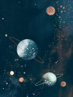 Poster Planets Blue by Goed Blauw