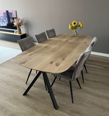 Firma Hout &amp; Staal Eettafel Deens ovaal | xy schuin | matte lak