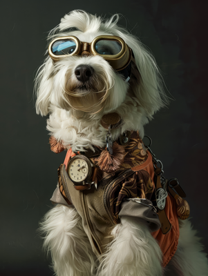 Canvas schilderij van een Coton de Tulear hond