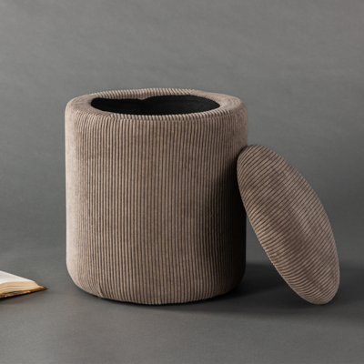 Poef Ilja ribstof- met opbergruimte - Ø 32 cm