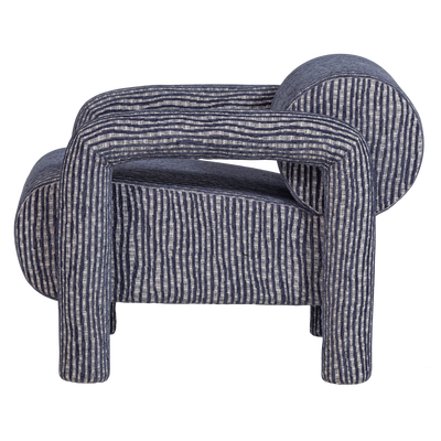 Lenny fauteuil met dessin grijsblauw