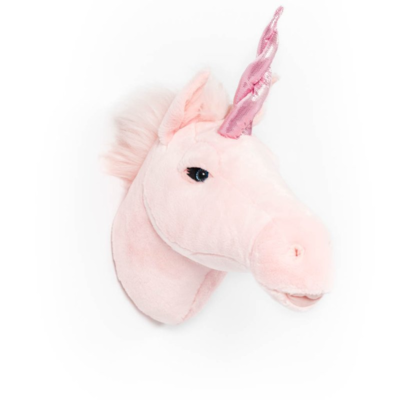 Dierenkop pluche eenhoorn roze