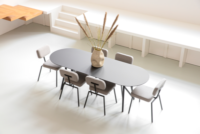 Studio HENK tafel Butterfly Plat ovaal - zwart frame, gerookte beits