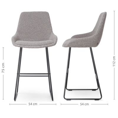 Barkruk Nino-Isa zwart onderstel - 75 cm