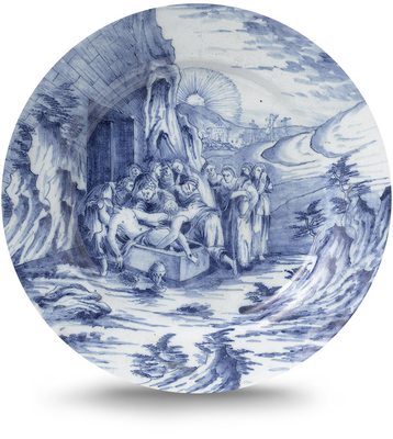 Rond schilderij aluminium Delfts blauwe borden