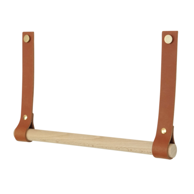Leren keukenrolhouder (roldrager: rondhout)