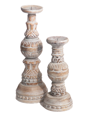 Set houten kandelaren Tangan in diverse kleuren