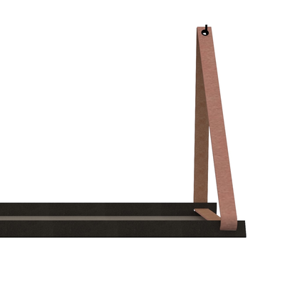 Stalen wandplank 98x20cm - incl. leren plankdragers