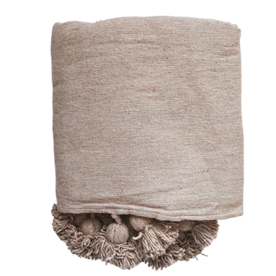 MÔMÉ plaid Pom Pom taupe