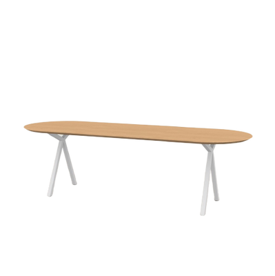 Studio HENK tafel Slim X-type Plat ovaal - wit frame, hardwax light 3041