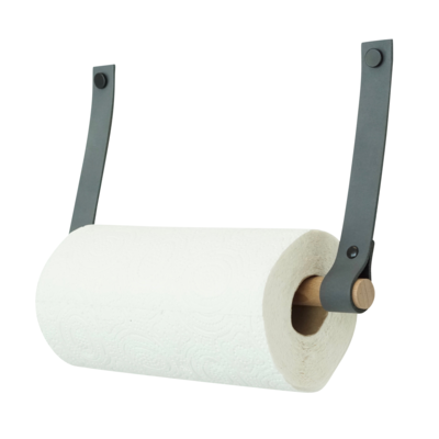 Leren keukenrolhouder (roldrager: rondhout)