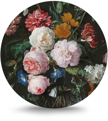 Rond schilderij aluminium Bloemen in vaas