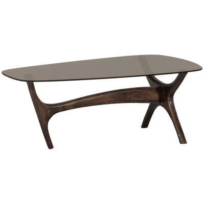 Flash salontafel mangohout/glas walnoot