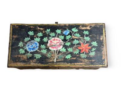 Kist 2 lades hand beschilderd bloem uniek