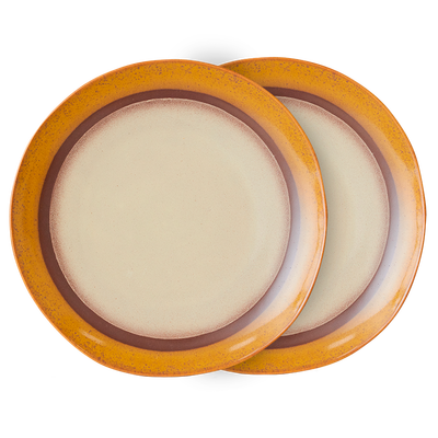 HKliving Servies 70's Ceramics Dinner Plates coconut - set van 2