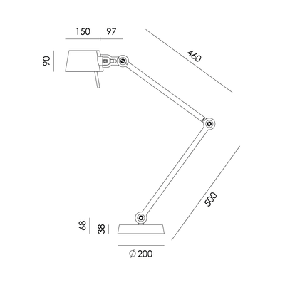 Tonone bureaulamp Bolt 2 arms Foot