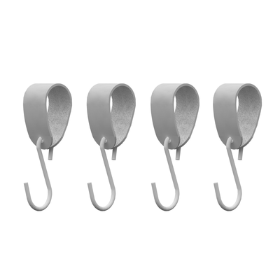 S-haakje Wit + leren hanger - Maat S - set van 4 - HOYA Living