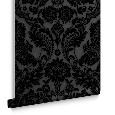 Graham &amp; Brown  vliesbehang  Gothic Damask Flock Noir