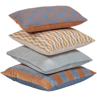 Lira kussens blauw/oranje - set van 4