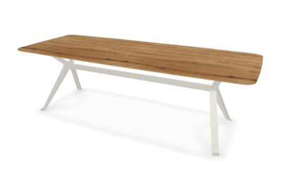 They &amp; Me eettafel Chat – bootsvorm – eiken rustiek lak – RAL9010 zuiverwit