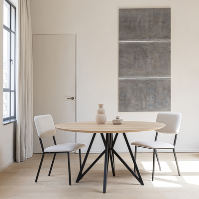 Studio HENK tafel Butterfly Rond QuadpodXL - zwart frame, hardwax light 3041