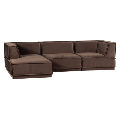 Manu chaise longue bank links velvet bruin [fsc]