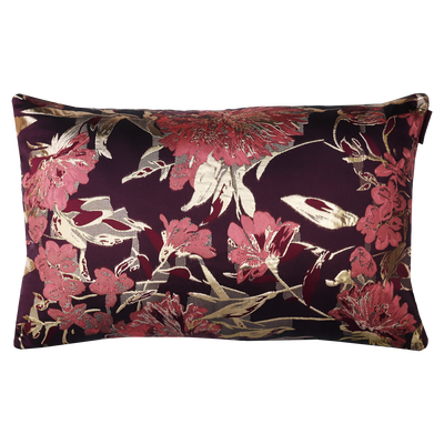 Kussen flower aubergine goud