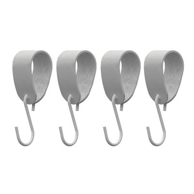 S-haakje wit + leren hanger - Maat M - set van 4