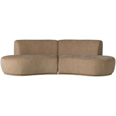 Batavier half ronde bank 4-zits velvet lichtbruin melange