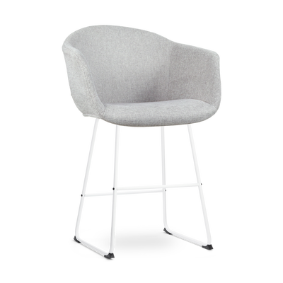 Barkruk Nino-Otis gestoffeerd wit onderstel met armleuningen (zithoogte 65 cm)