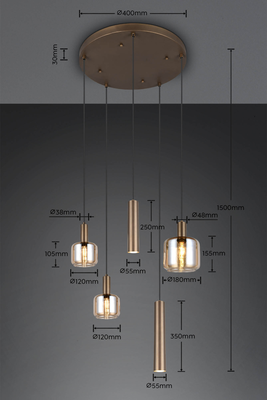 Lizie Hanglamp 5-lichts Brons