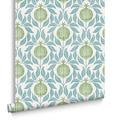 vliesbehang graham & brown apple of grenada blue & green