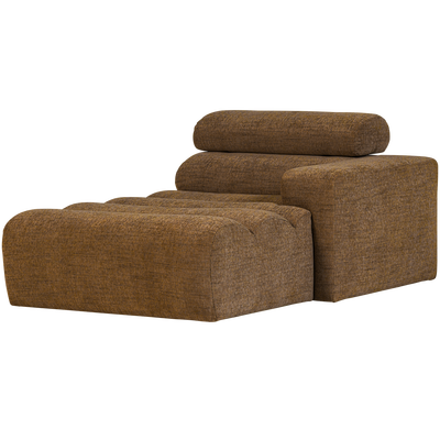 Novi chaise longue element arm rechts boucle karamelbruin