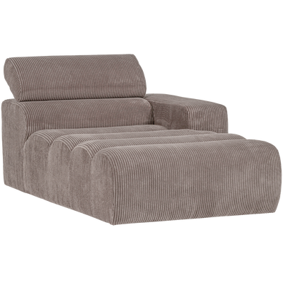 Novi chaise longue element arm rechts boucle karamelbruin